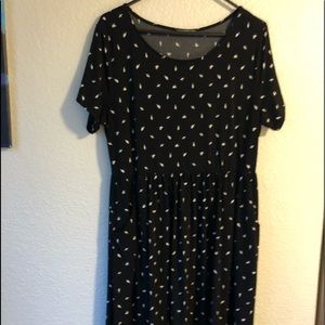 Torrid Black Dress White Birds Jersey with Pockets